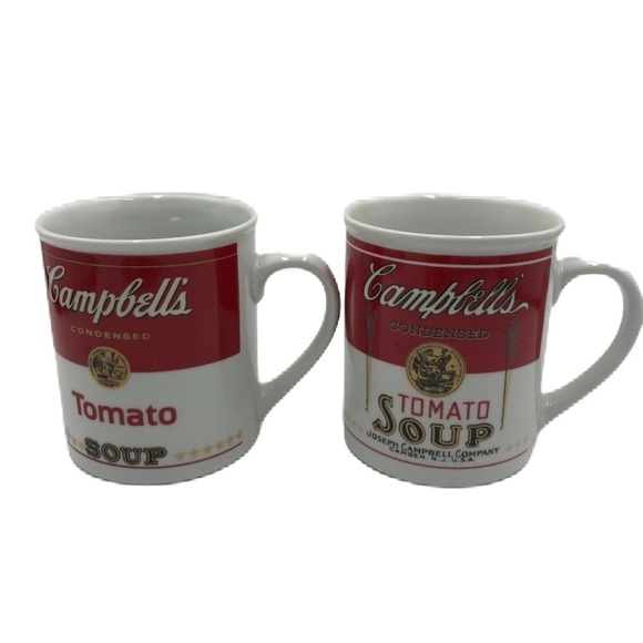 Vtg 1994 Set 2 Campbells Condensed Tomato Soup Ceramic Mugs 125th Anniversary - Picture 1 of 12